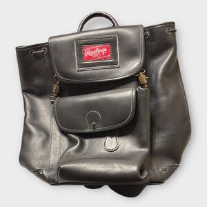 Rawlings Genuine Leather Black Lombardo Backpack (RARE)